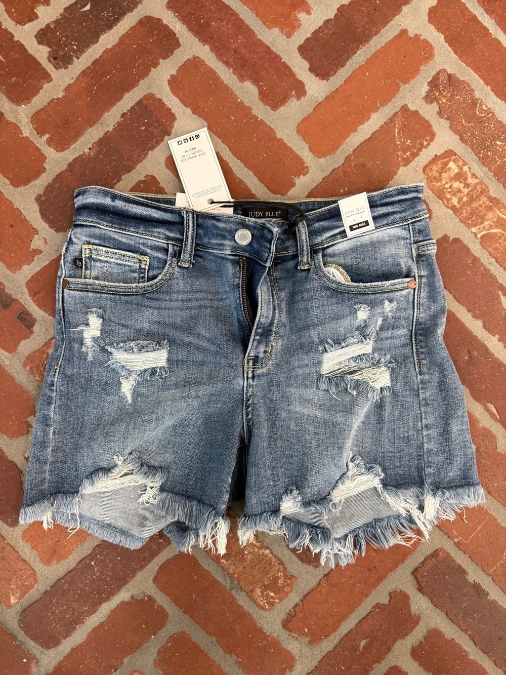 Judy Blue Distressed Denim Shorts - Light Blue
